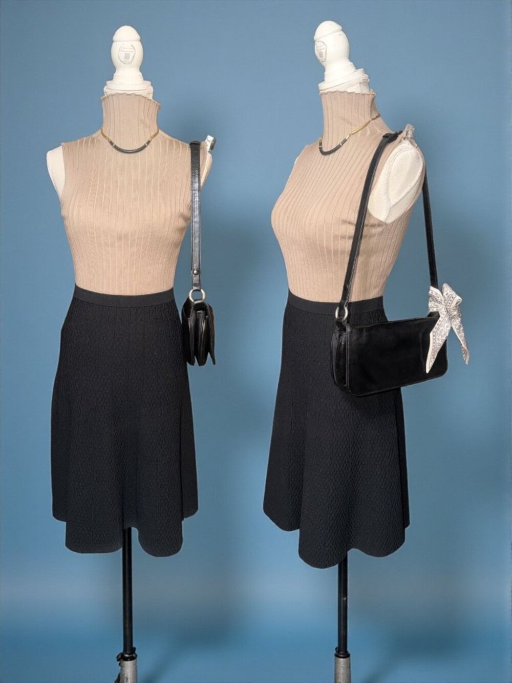 VTG HOBO Int Convertible Shoulder Bag Black Leather Flap Demi Bag Organizer Y2K - Picture 4 of 14